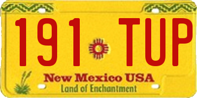 NM license plate 191TUP