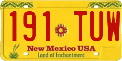NM license plate 191TUW