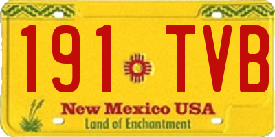 NM license plate 191TVB