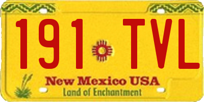 NM license plate 191TVL