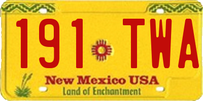 NM license plate 191TWA