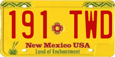 NM license plate 191TWD