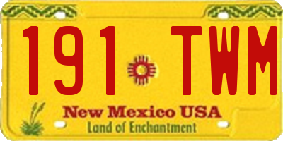 NM license plate 191TWM