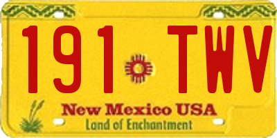 NM license plate 191TWV