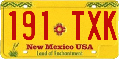 NM license plate 191TXK