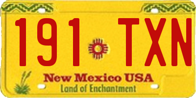 NM license plate 191TXN