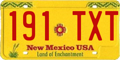 NM license plate 191TXT