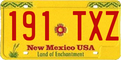 NM license plate 191TXZ