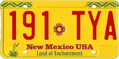 NM license plate 191TYA
