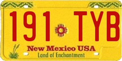 NM license plate 191TYB