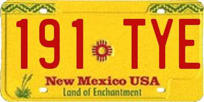 NM license plate 191TYE