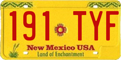 NM license plate 191TYF