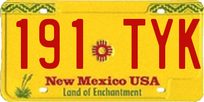 NM license plate 191TYK
