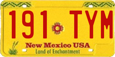 NM license plate 191TYM