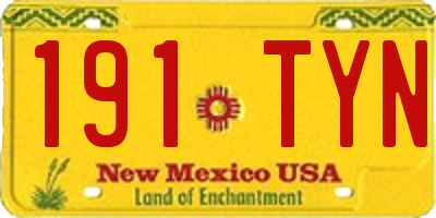 NM license plate 191TYN