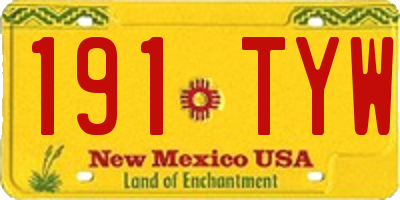 NM license plate 191TYW