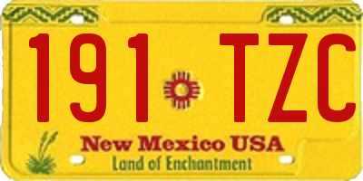 NM license plate 191TZC