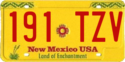 NM license plate 191TZV
