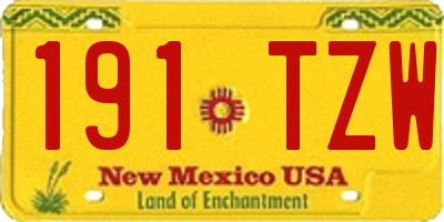 NM license plate 191TZW