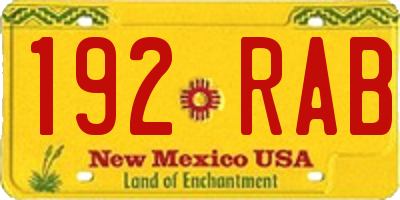 NM license plate 192RAB