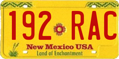 NM license plate 192RAC