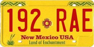 NM license plate 192RAE