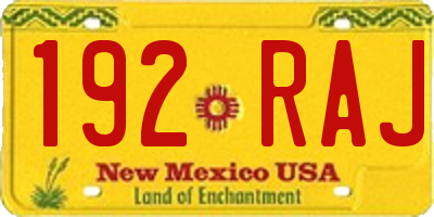 NM license plate 192RAJ