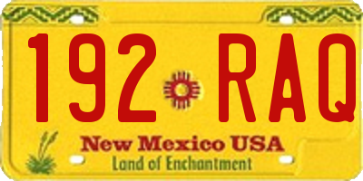 NM license plate 192RAQ