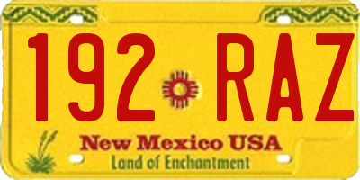 NM license plate 192RAZ