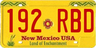 NM license plate 192RBD