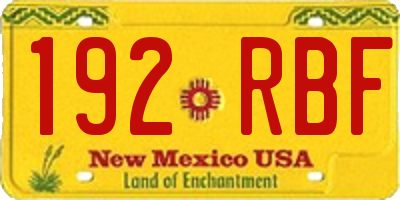 NM license plate 192RBF