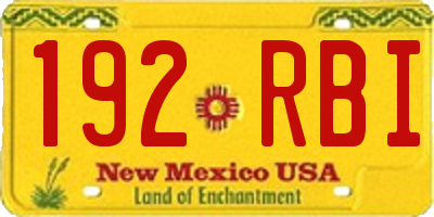 NM license plate 192RBI