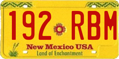 NM license plate 192RBM