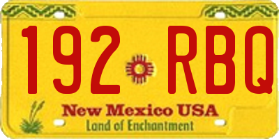 NM license plate 192RBQ
