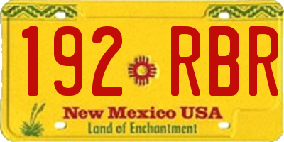 NM license plate 192RBR
