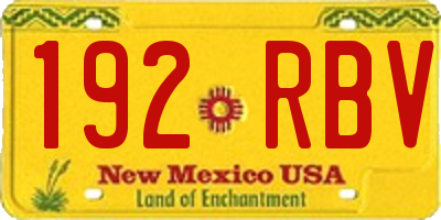 NM license plate 192RBV