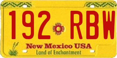 NM license plate 192RBW