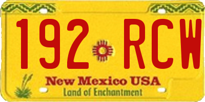NM license plate 192RCW