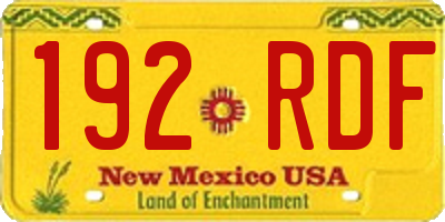 NM license plate 192RDF