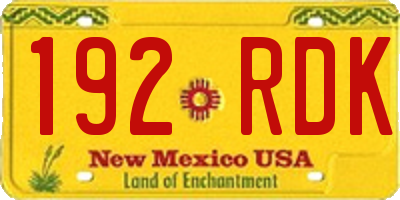 NM license plate 192RDK