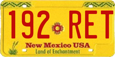 NM license plate 192RET