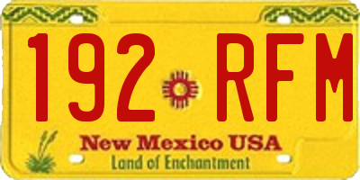 NM license plate 192RFM