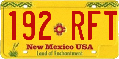 NM license plate 192RFT