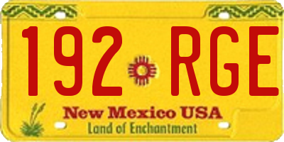 NM license plate 192RGE