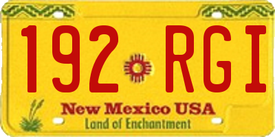 NM license plate 192RGI