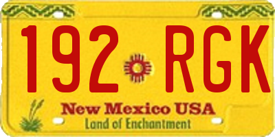 NM license plate 192RGK