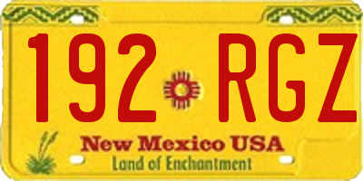 NM license plate 192RGZ