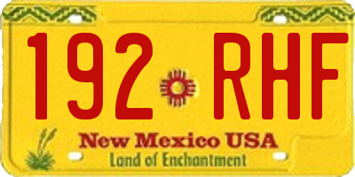 NM license plate 192RHF