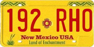 NM license plate 192RHO