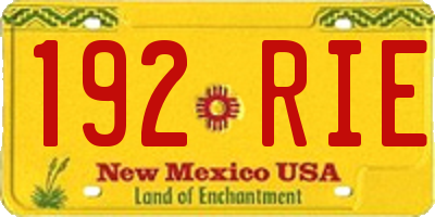 NM license plate 192RIE